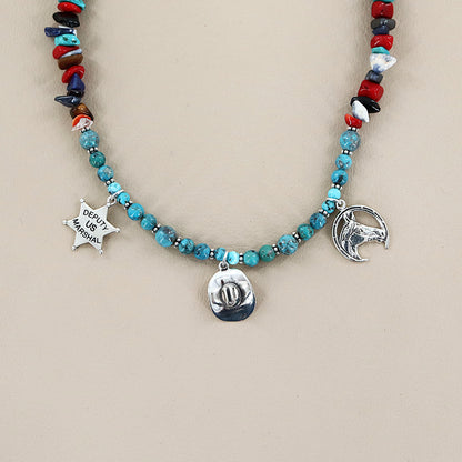 PAIGE WALLACE Multi Stones 3 Charm Necklaces