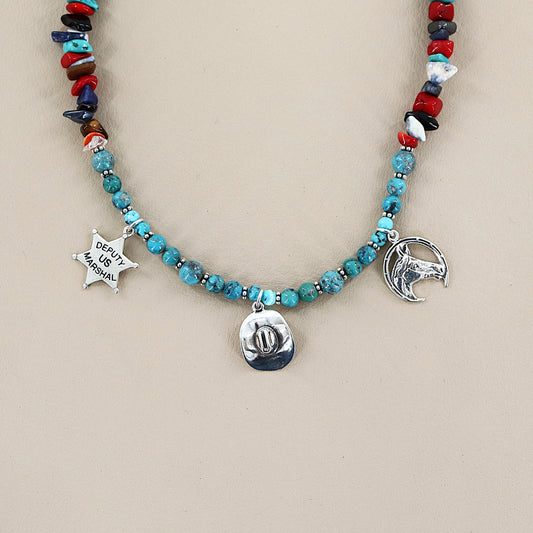 PAIGE WALLACE Multi Stones 3 Charm Necklaces
