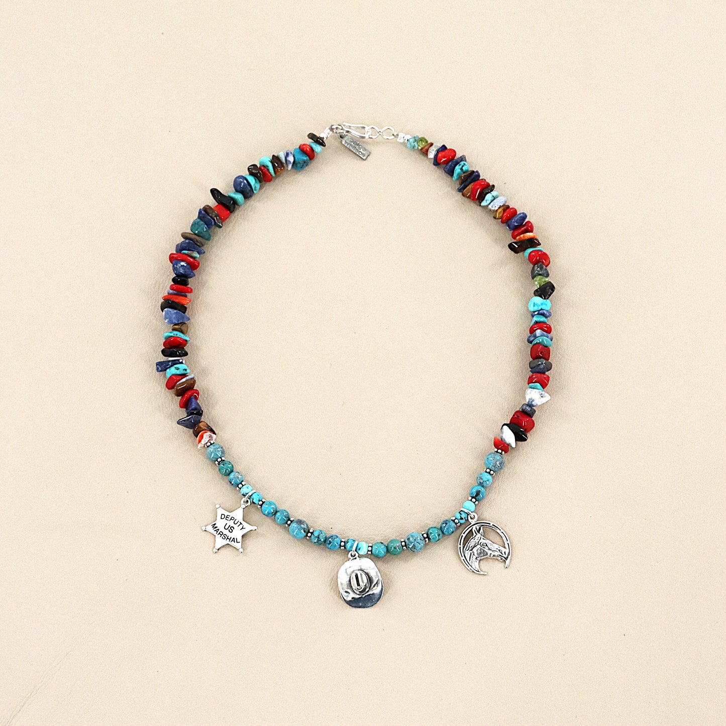 PAIGE WALLACE Multi Stones 3 Charm Necklaces
