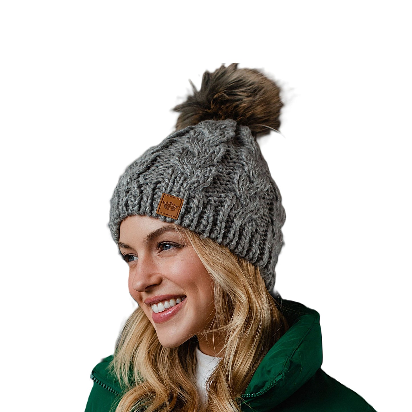 PANACHE Cable Knit Pom Hat