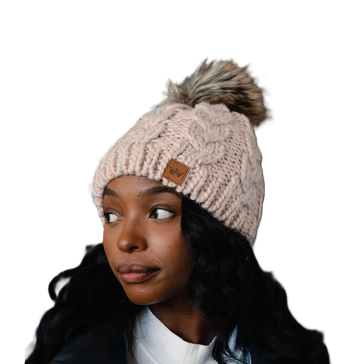 PANACHE Cable Knit Pom Hat