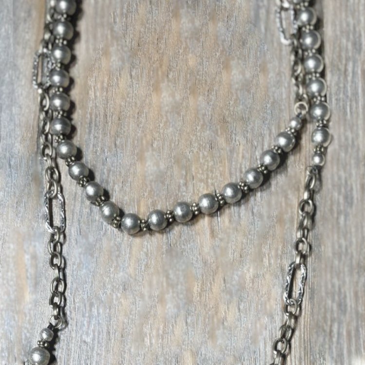 AMY KAPLAN Silver Beads with Chain Necklace
