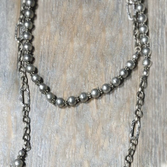 AMY KAPLAN Silver Beads with Chain Necklace