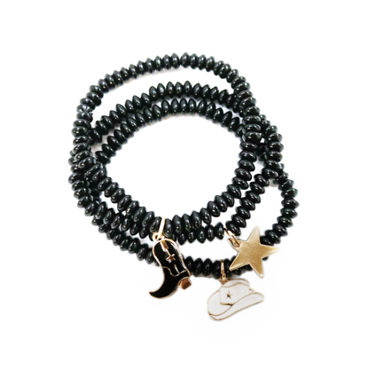 ABCO Disk Bead Bead Stretch Bracelets With Boot Hat And Star Charms