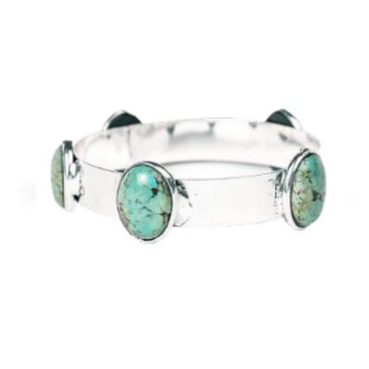ABCO Burnished Bangle with 5 Turquoise Oval Stones