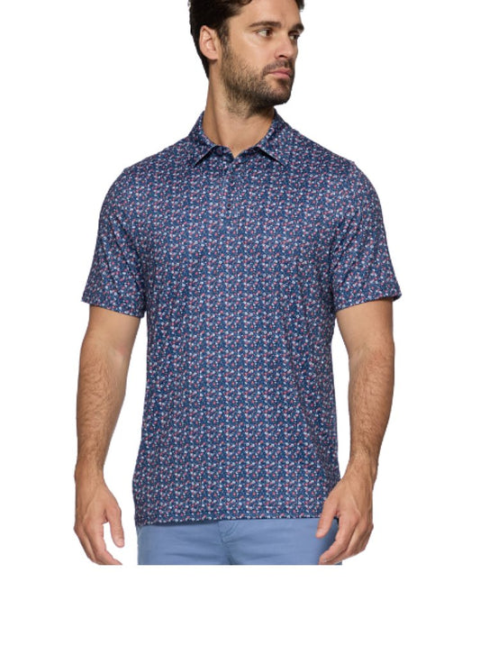 FLAG & ANTHEM Higgins SS Americana Floral Print Performance Polo