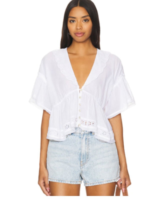 FREE PEOPLE Elle Cutwork Top