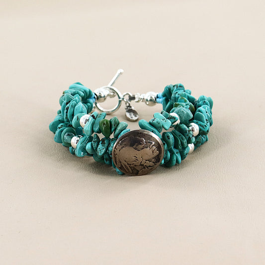 PAIGE WALLACE 3 Strands Turquoise Nickel Center Bracelet