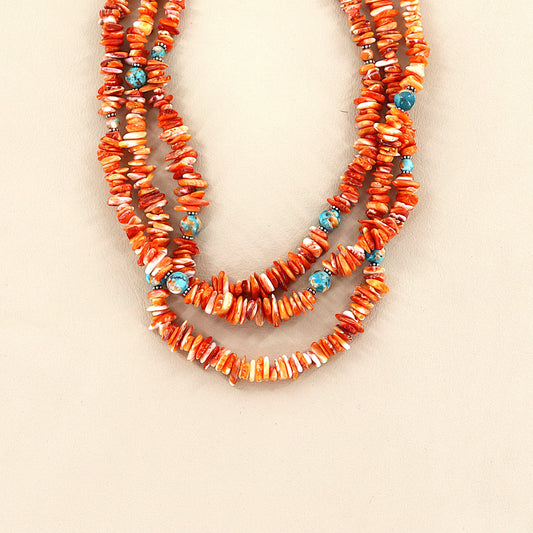 PAIGE WALLACE 3 Strands Spiney Combined Stones Necklace