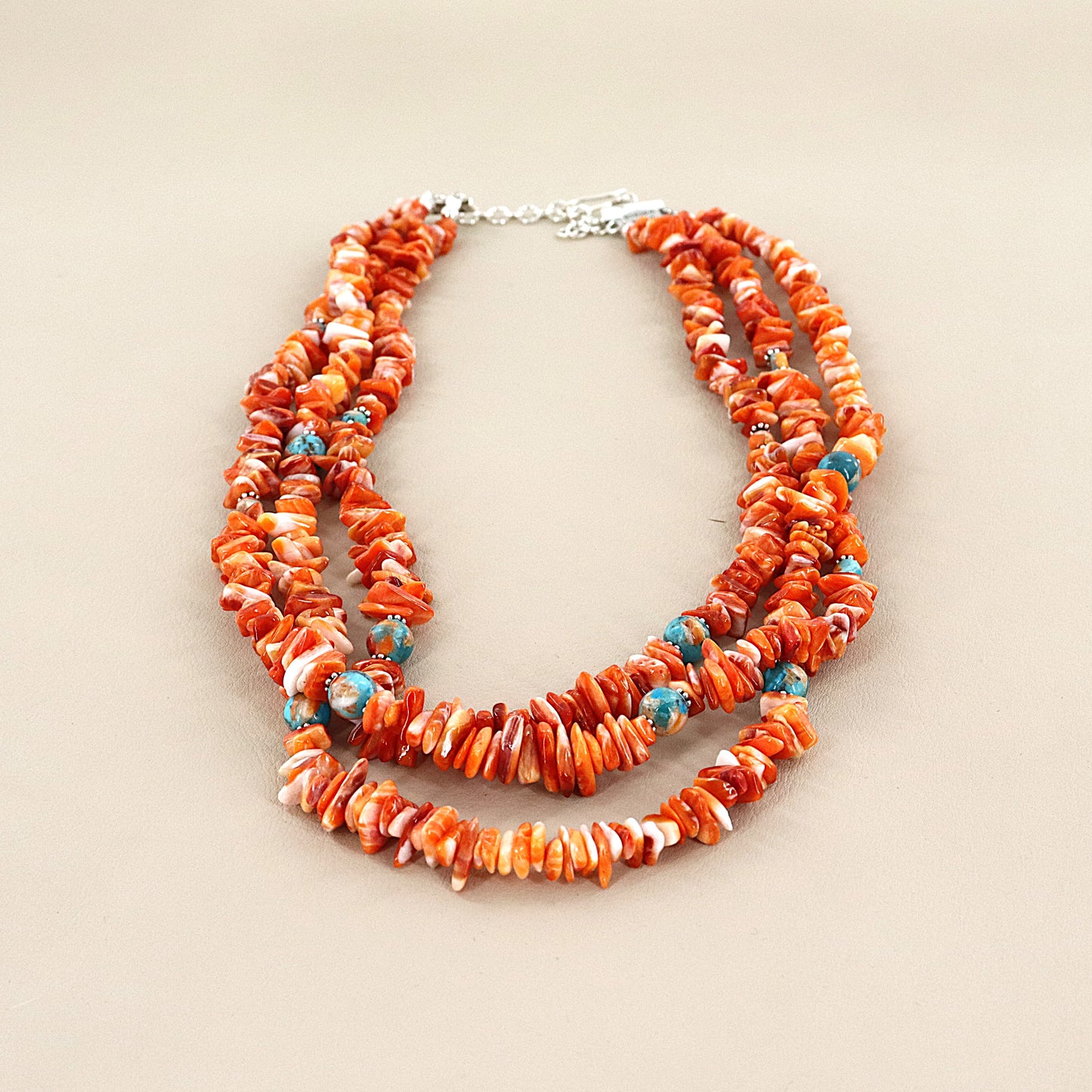 PAIGE WALLACE 3 Strands Spiney Combined Stones Necklace