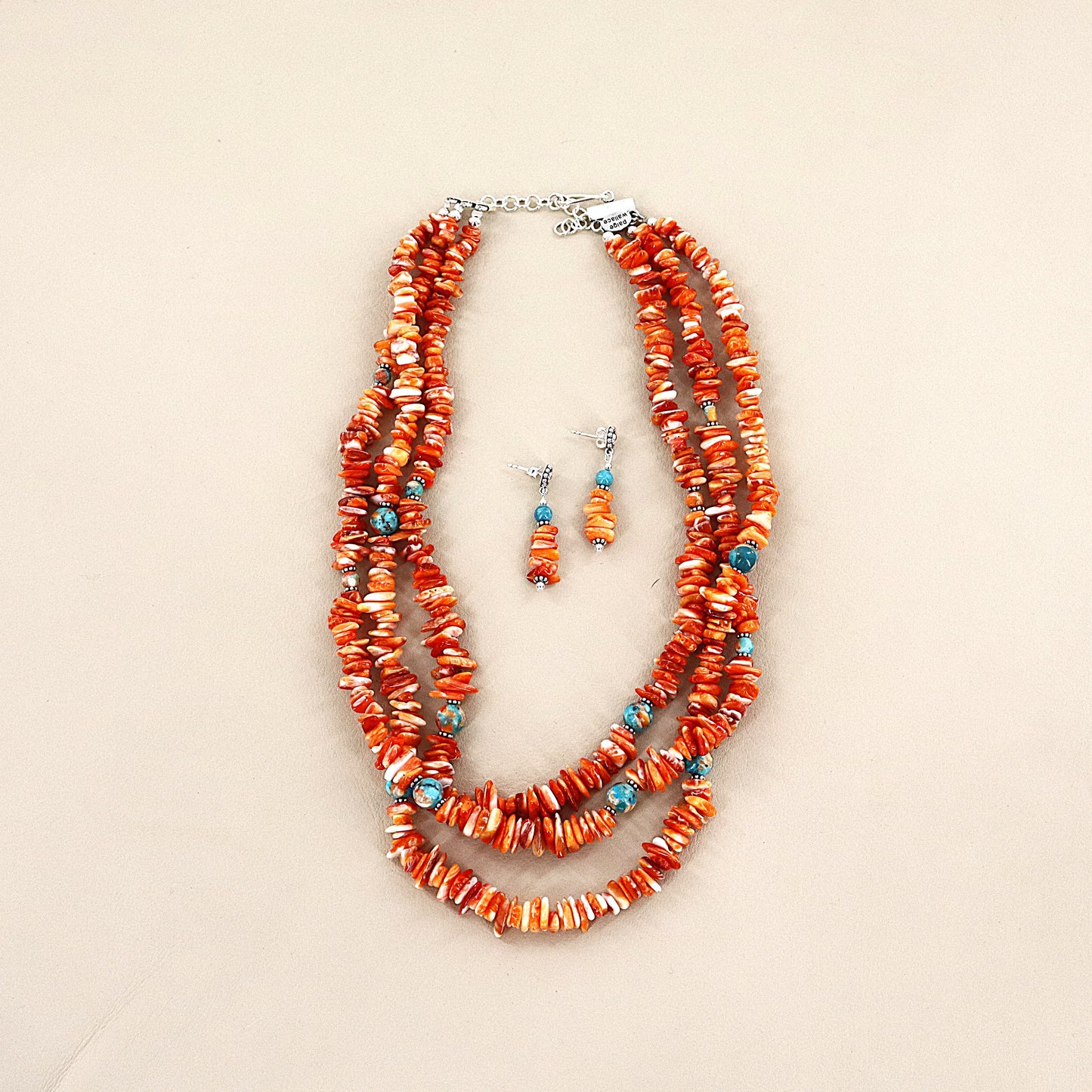 PAIGE WALLACE 3 Strands Spiney Combined Stones Necklace