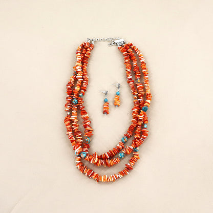 PAIGE WALLACE 3 Strands Spiney Combined Stones Necklace