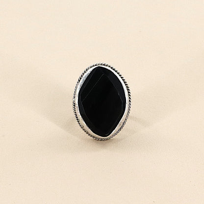 PAIGE WALLACE Onyx Oval Faceted Stone Ring