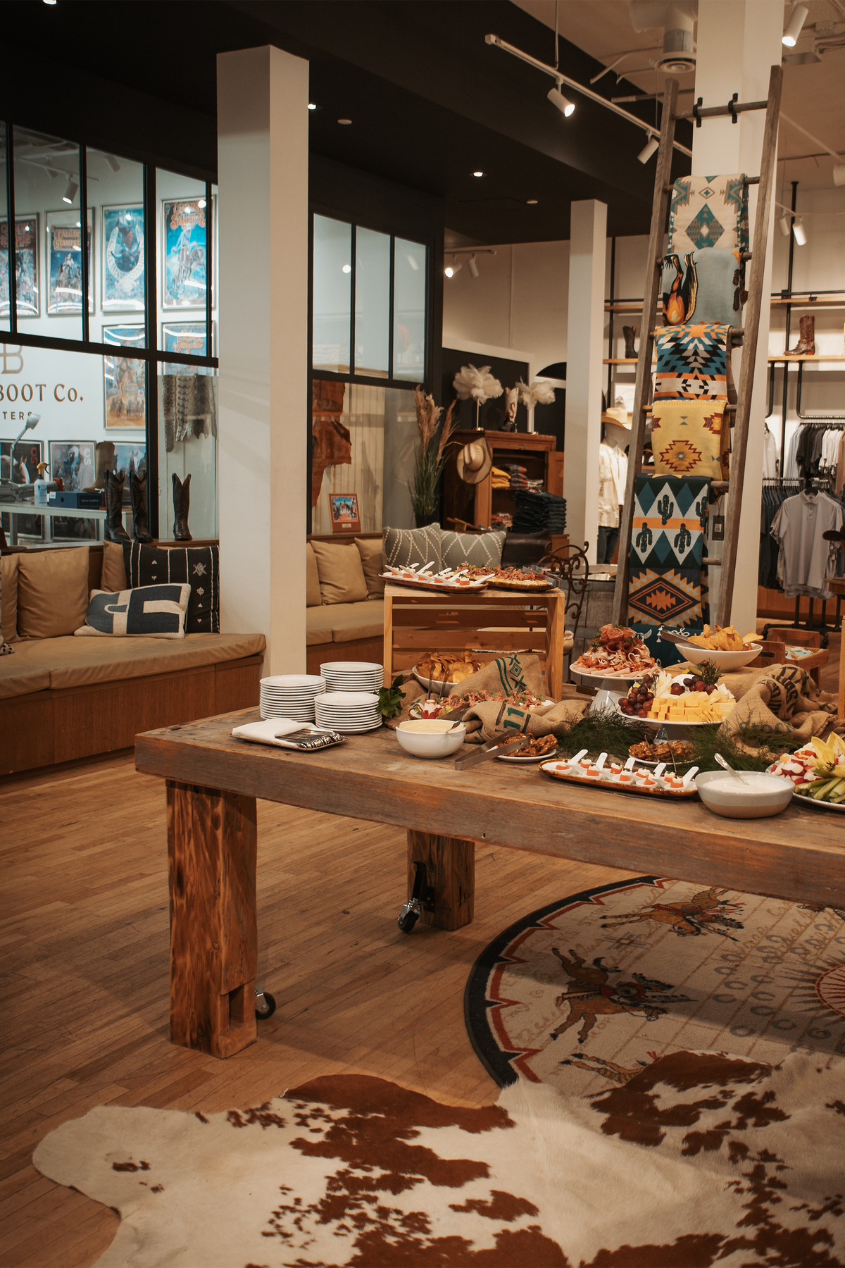 Event catering set up on the store floor