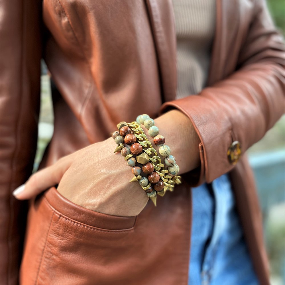 RACHEL NATHAN Remix Snakeskin Jasper Bracelet