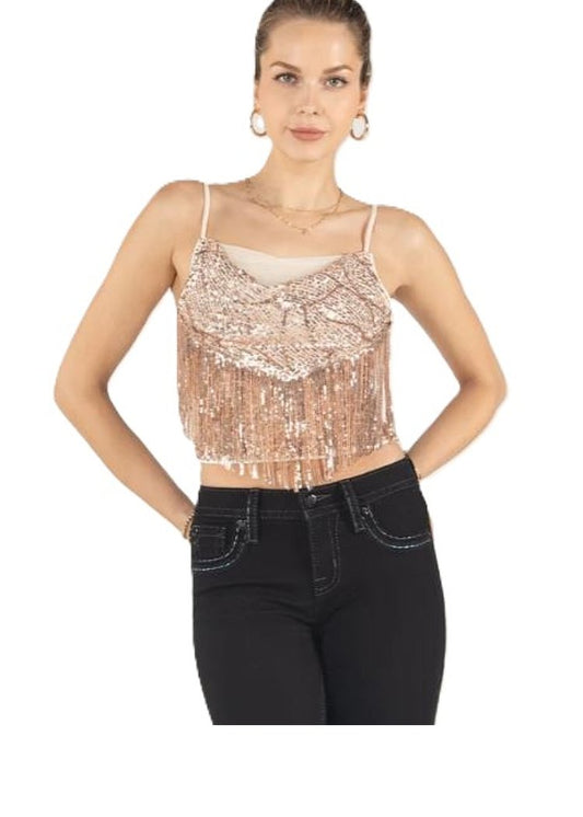 MISS ME Sequin Crop Tank Top