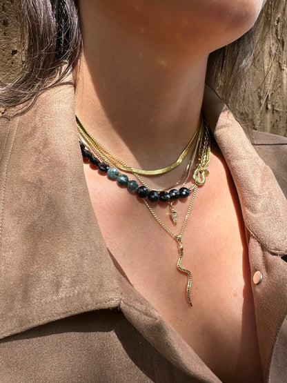 RACHEL NATHAN Black Crystal Snake Necklace
