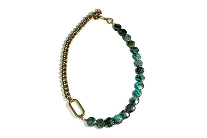 RACHEL NATHAN Race Track & African Turquoise Coin Necklace