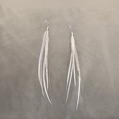 ASTALI Champagne Coque Feathers, Gold-plated Chains, 18K Gold-Plated Earrings