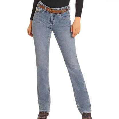 ROCK & ROLL LADIE'S  DISTRESS HIGH RISE BOOT DENIM