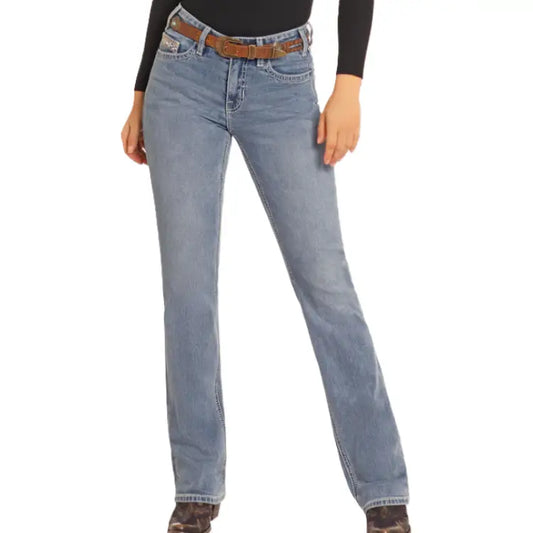 ROCK & ROLL LADIE'S  DISTRESS HIGH RISE BOOT DENIM