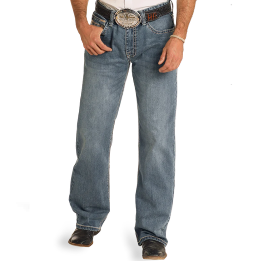 ROCK & ROLL STRAIGHT EMB DB STRAIGHT MEDIUM VINTAGE DENIM