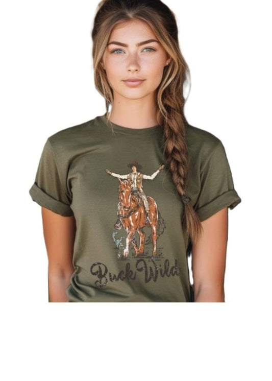 RUNNING WITH COYOTES Buck Wild Western Tee
