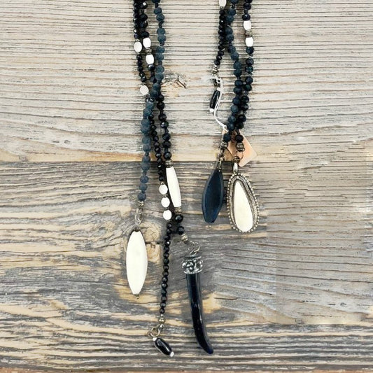 AMY KAPLAN Bone & Bead Lariat Necklace
