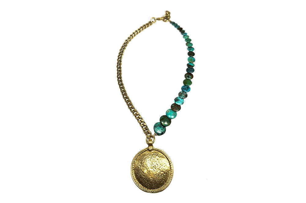 RACHEL NATHAN Turquoise & Shield Necklace