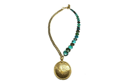 RACHEL NATHAN Turquoise & Shield Necklace
