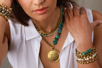 RACHEL NATHAN Turquoise & Shield Necklace
