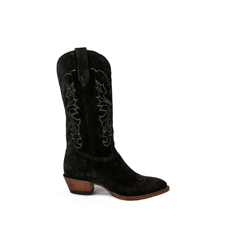 Black Suede Handcrafted Western Boot